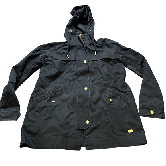 Abercrombie‎ water/wind resistant jacket dark gold buttons hooded womens S - Picture 1 of 9